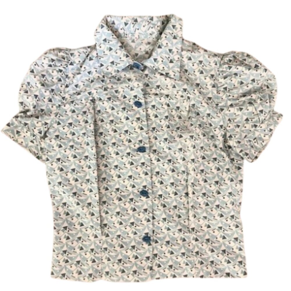 Vintage Style Art Deco Print Blouse